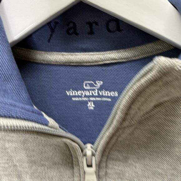 Vineyard Vines Boys 1/2 Zip Cotton Pullover Size XL Gray Whale Logo Spellout - Picture 3 of 6